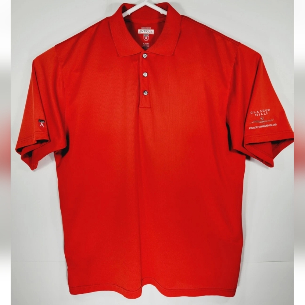 Antigua Desert Dry Mens XL Golf Shirt Polo Red Glasgow Hills Golf PEI